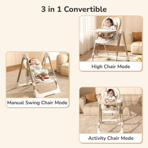 R For Rabbit Marshmallow Smart High Chair For Kids 2-in-1 Abstract Beige