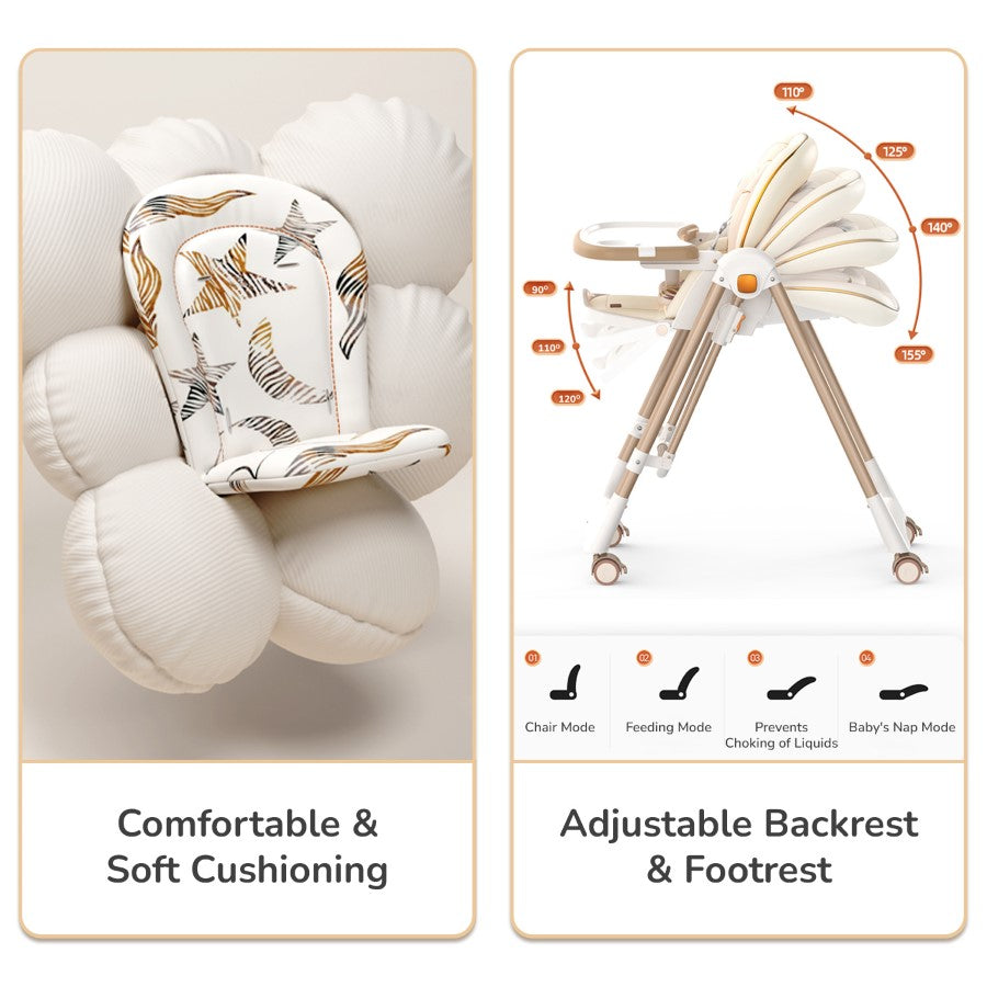 R For Rabbit Marshmallow Smart High Chair For Kids 2-in-1 Abstract Beige