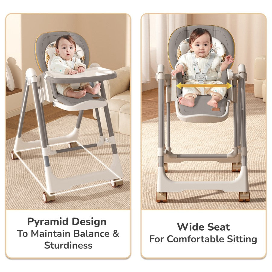 R For Rabbit Marshmallow Smart High Chair For Kids 2-in-1 Abstract Grey