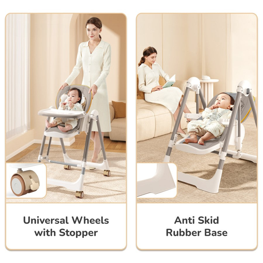 R For Rabbit Marshmallow Smart High Chair For Kids 2-in-1 Abstract Grey