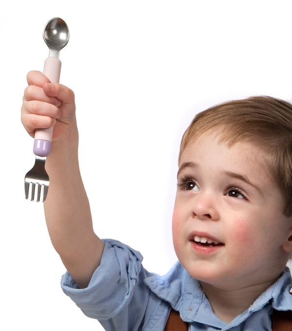 Melii Detachable Spoon & Fork With Case - Pink Spoon Purple Fork