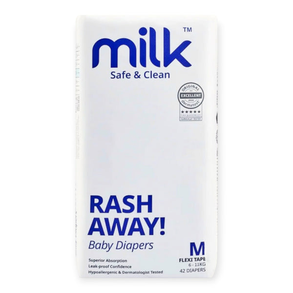 MILK Baby Diaper Flexi Tape Size 3 M 42 Pcs × 4 Packs 6–11kg – White
