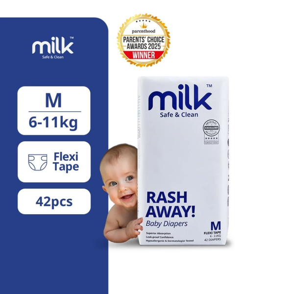 MILK Baby Diaper Flexi Tape Size 3 (M) 42 Pcs 6–11 kg