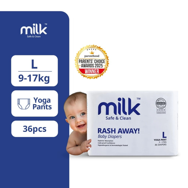 MILK Baby Diaper Yoga Pants, Size L (36 Pcs) 9-17 Kgs