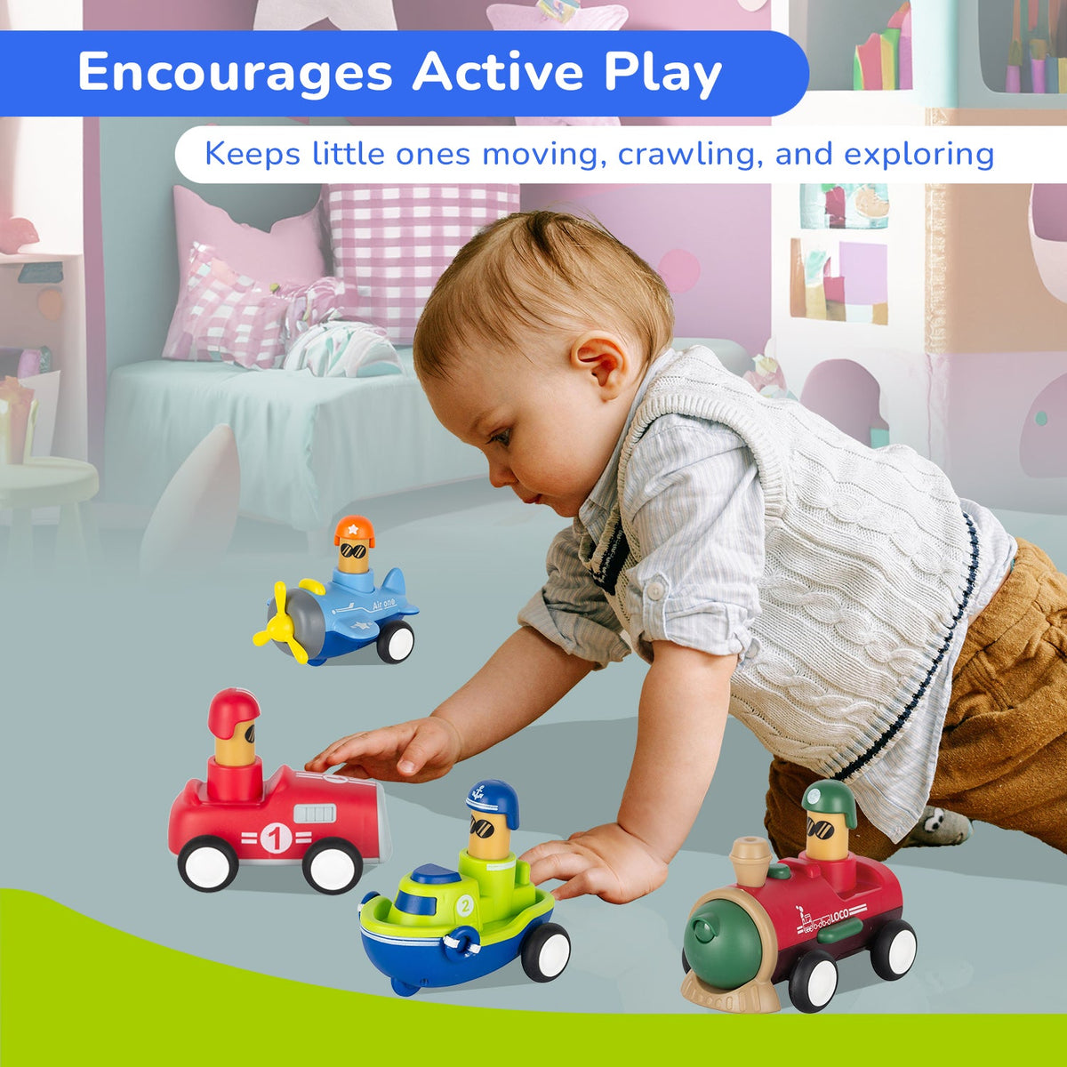 R For Rabbit Orapple Rider BPA-Free Set of 4 Push Toy Multi 1 12M+