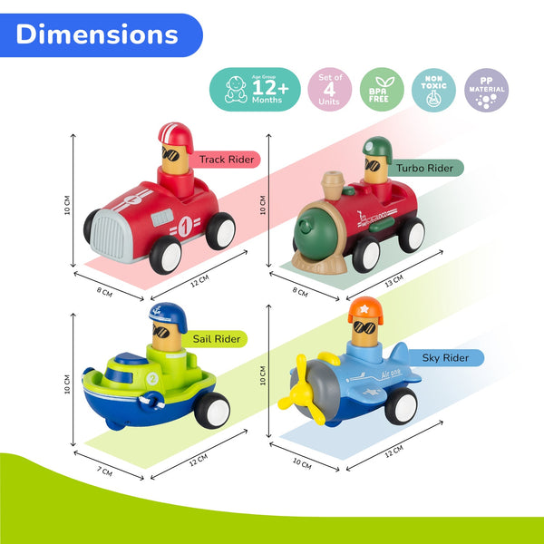 R For Rabbit Orapple Rider BPA-Free Set of 4 Push Toy Multi 1 12M+