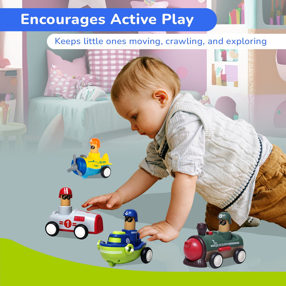 R For Rabbit Orapple Rider BPA-Free Set of 4 Push Toy Multi 2 12M+