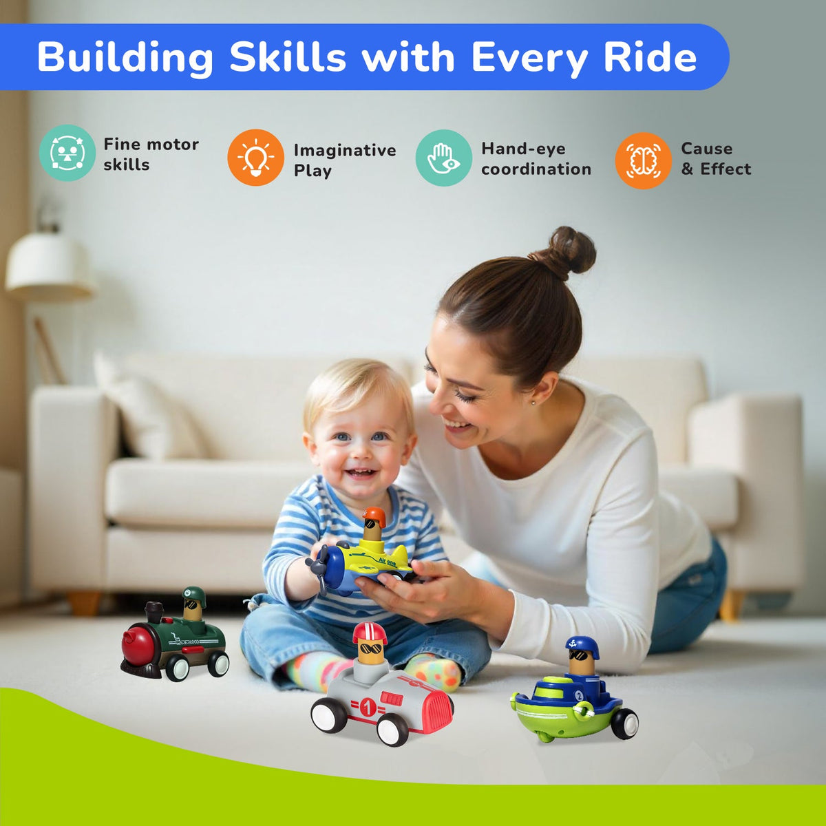 R For Rabbit Orapple Rider BPA-Free Set of 4 Push Toy Multi 2 12M+