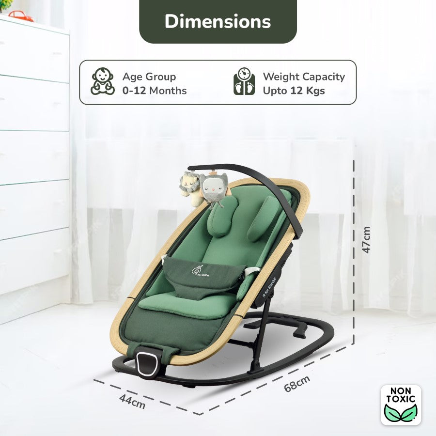 R For Rabbit Rock N Nap Bliss Sleeper & Rocker - Olive Green