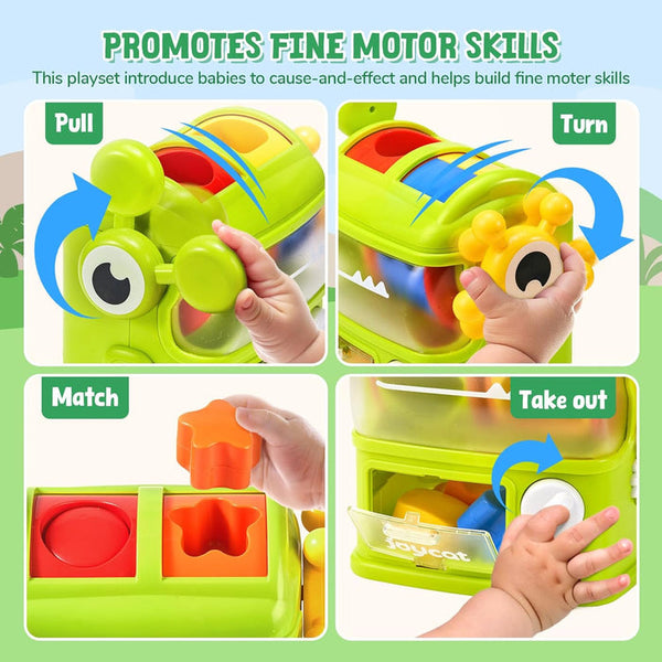 Open Ended Dino Feeder - Montessori Sensory Shape Sorter 12 Months+