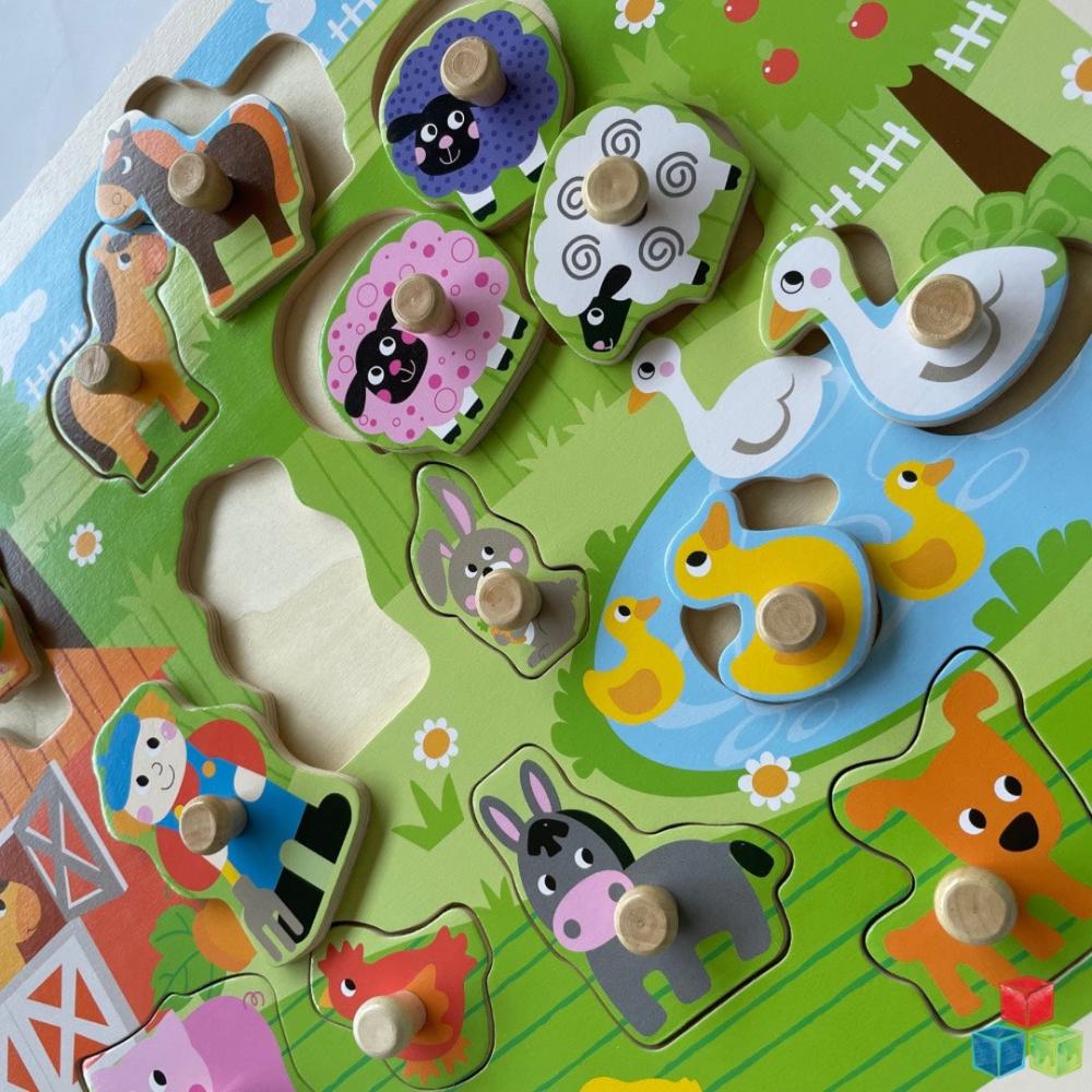 Open Ended Giant Peg Puzzle - Farm Animals
