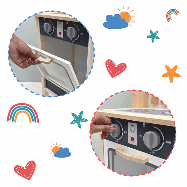 Open Ended Tiny Chef's First Wooden Kitchen included 8 Accessories