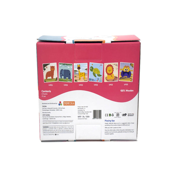 Open Ended Toddler's First 6 In 1 Puzzle - Animals 27Pcs