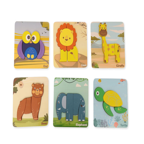 Open Ended Toddler's First 6 In 1 Puzzle - Animals 27Pcs
