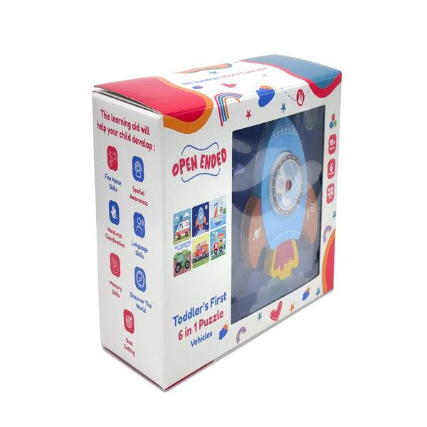 Open Ended Toddler's First 6 In 1 Puzzle - Vehicle 6 puzzles 32PCS 18M+