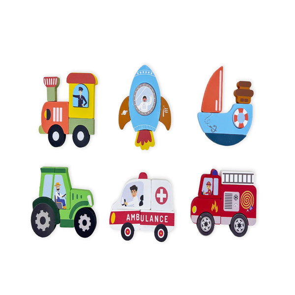 Open Ended Toddler's First 6 In 1 Puzzle - Vehicle 6 puzzles 32PCS 18M+