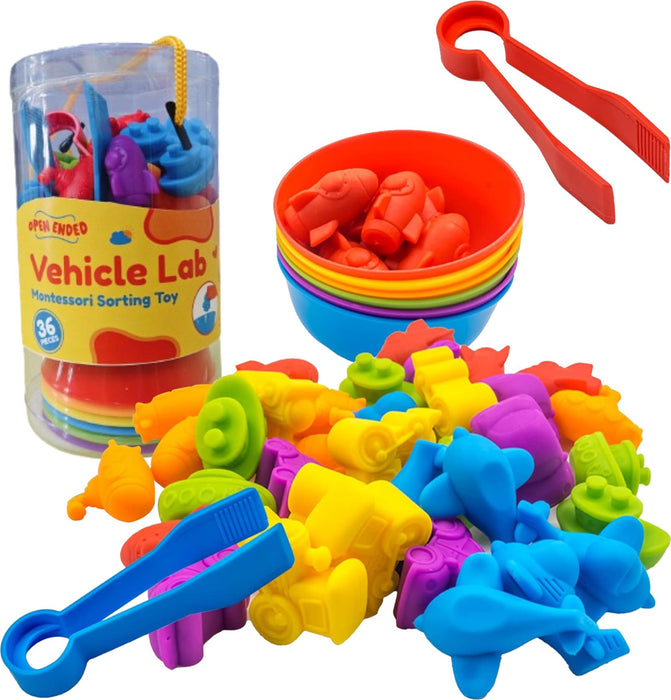 Open Ended Vehicle Lab Montessori Sorting Toy (44 Pcs) 2 Years+