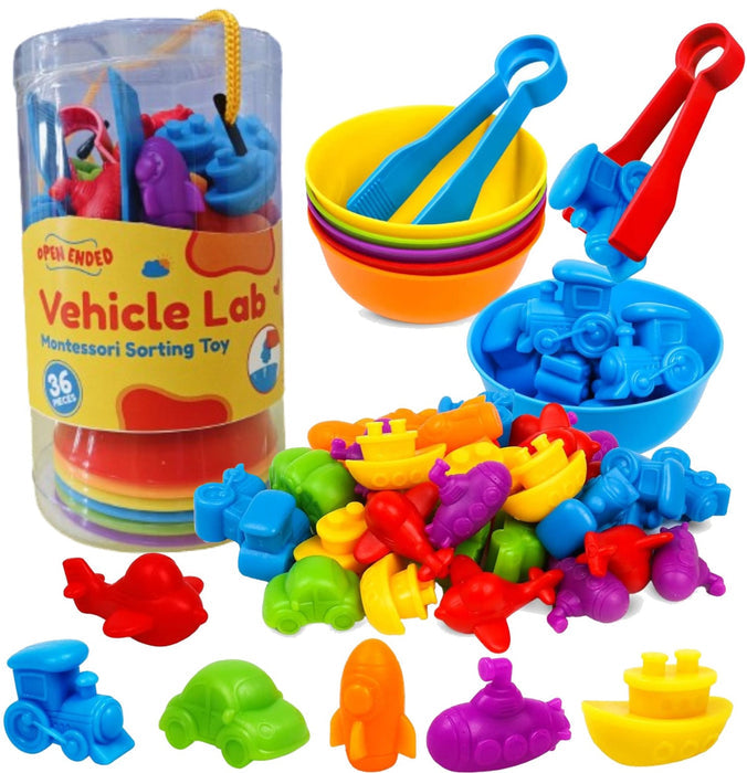 Open Ended Vehicle Lab Montessori Sorting Toy (44 Pcs) 2 Years+