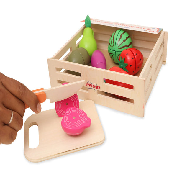 Open Ended Wooden Cutting Set 2- Fruits & Veggies (7 pcs set) 3 Years+