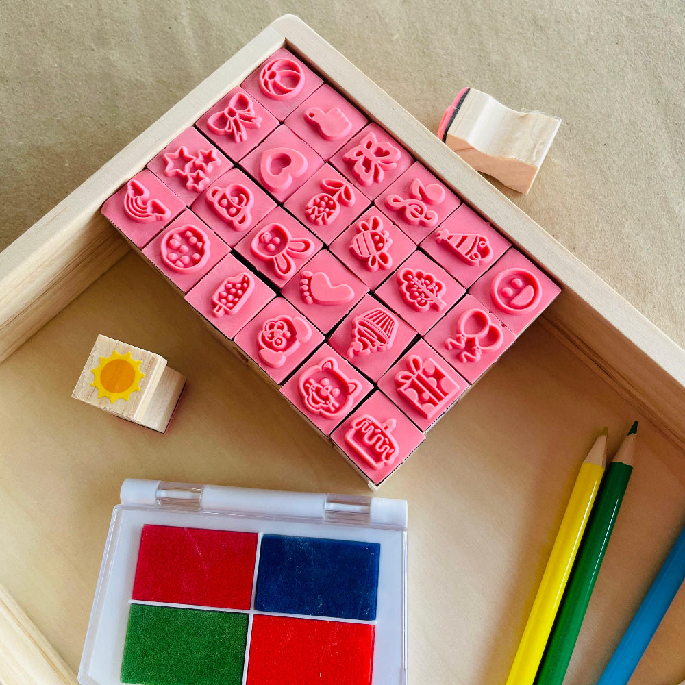 Open Ended Wooden Stamp Kit - My World