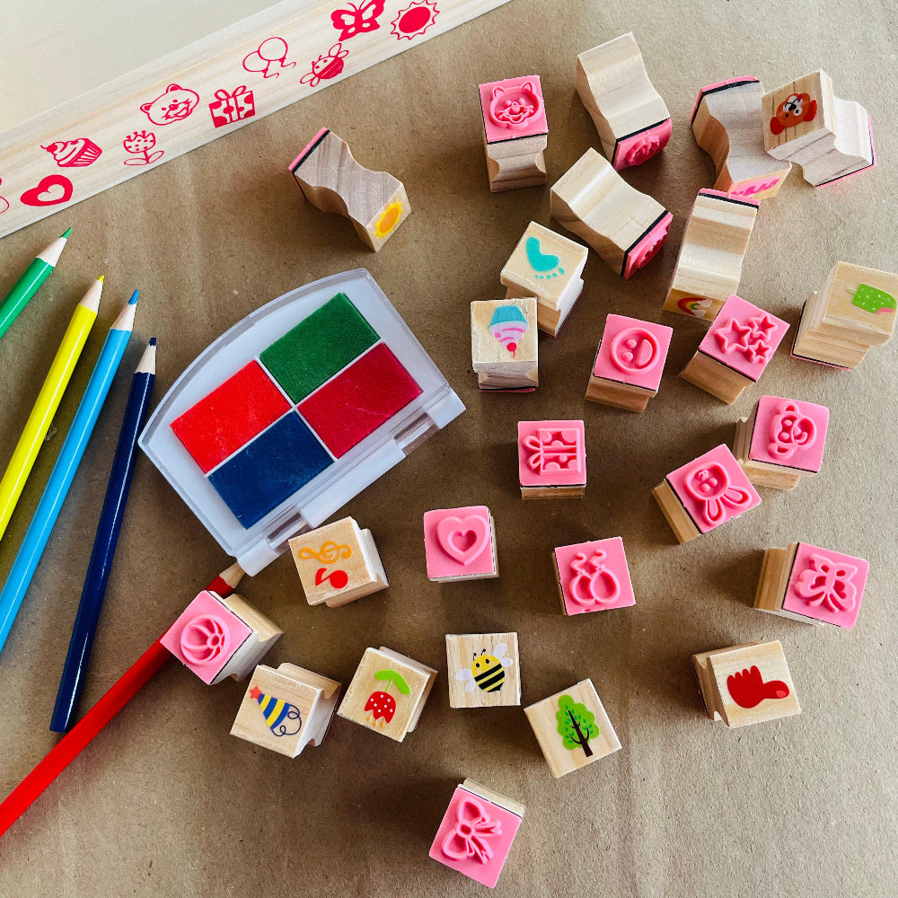 Open Ended Wooden Stamp Kit - My World
