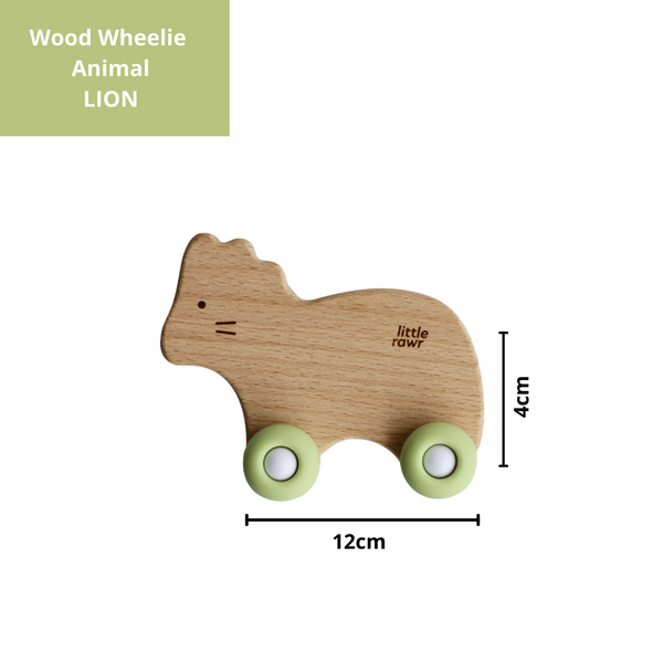 Little Rawr - Wood Wheelie Animal Green Lion