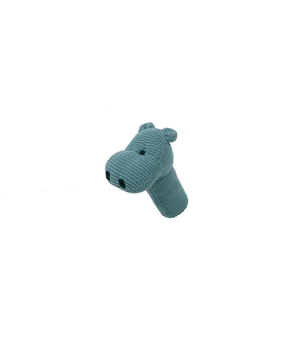 Pluchi Rattle Hippo Mineral Blue Colour Cotton Knitted Stuffed / Plush / Soft Toy for Babies and Kids