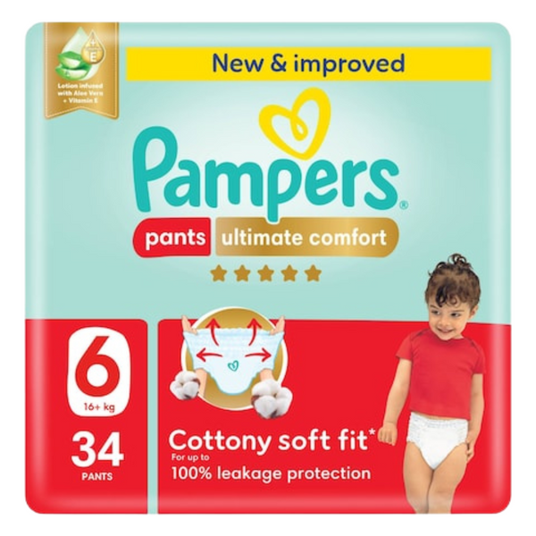 Pampers Ultimate Comfort Pants Size 6 16+kg 34 Pants (Made In Egypt)