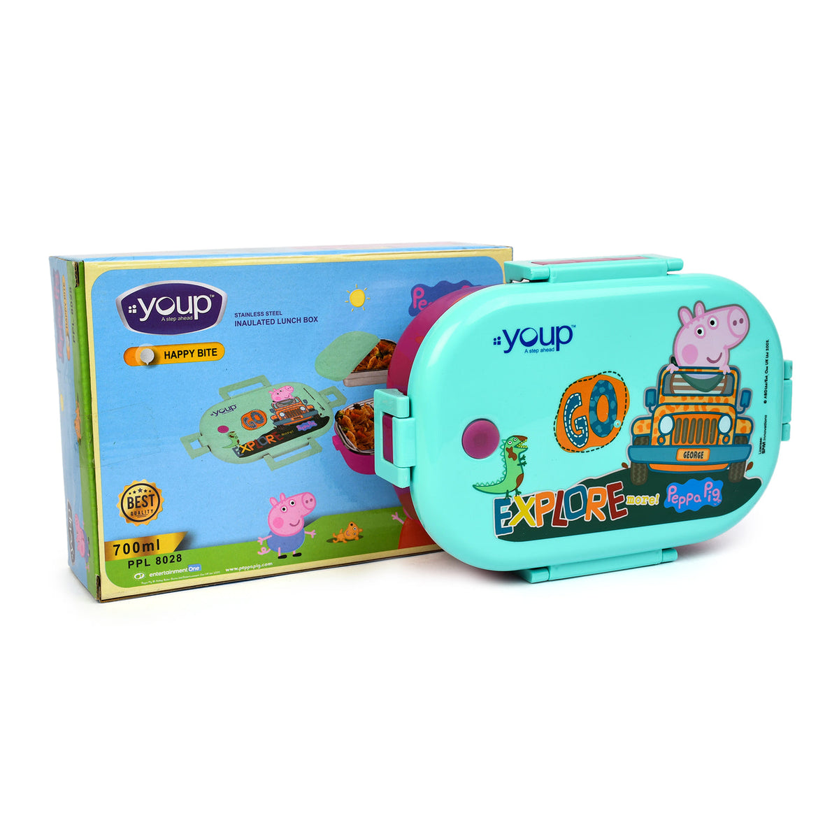 Youp Stainless Steel Silicone Rings Kids Lunch Box - Sea Green