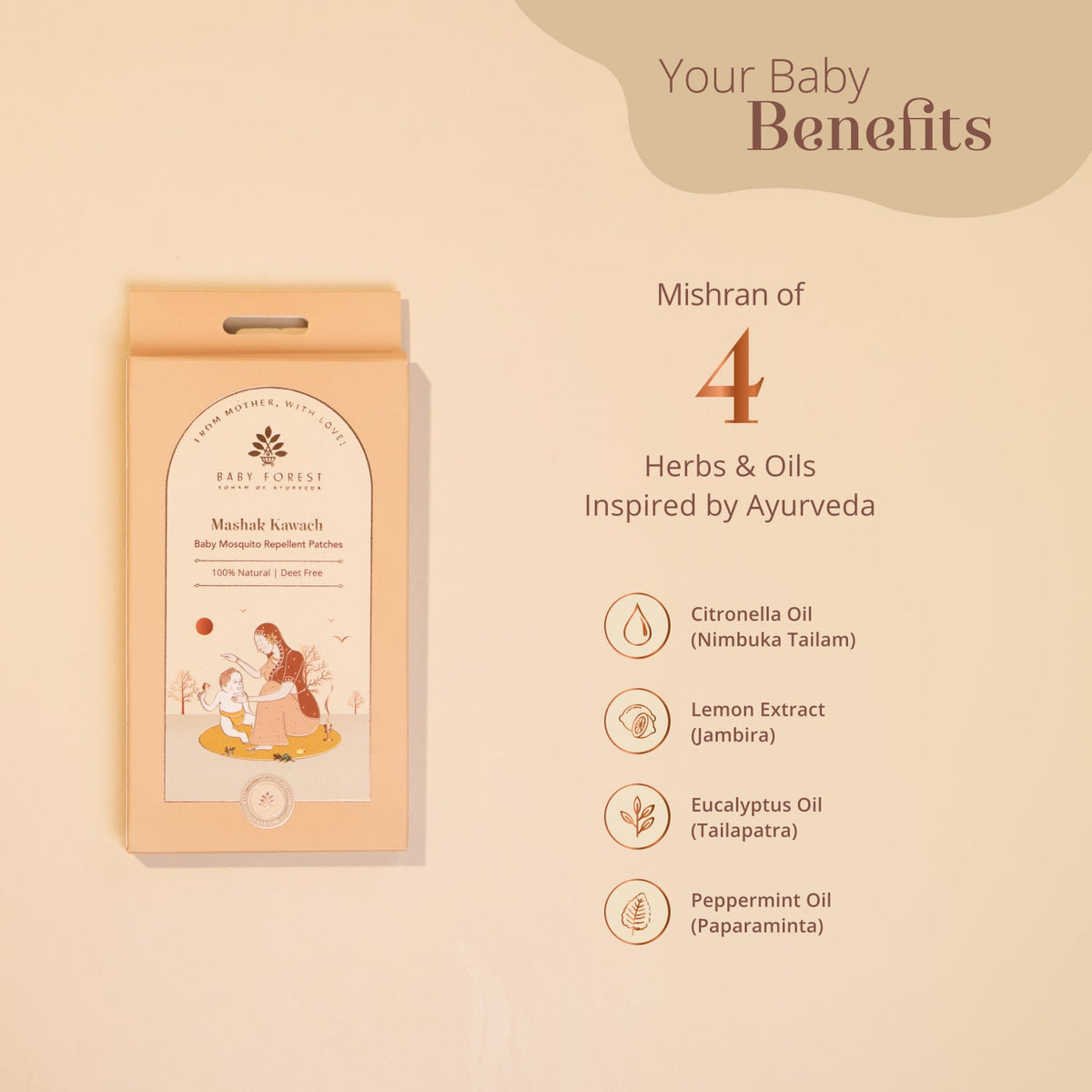 Baby Forest Mashak Kawach Baby Mosquito Repellent Patches – Pack of 24