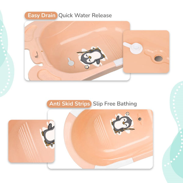R for Rabbit Bubble Double Snowy Bath Tub with Ergonomic Sling - Peach White