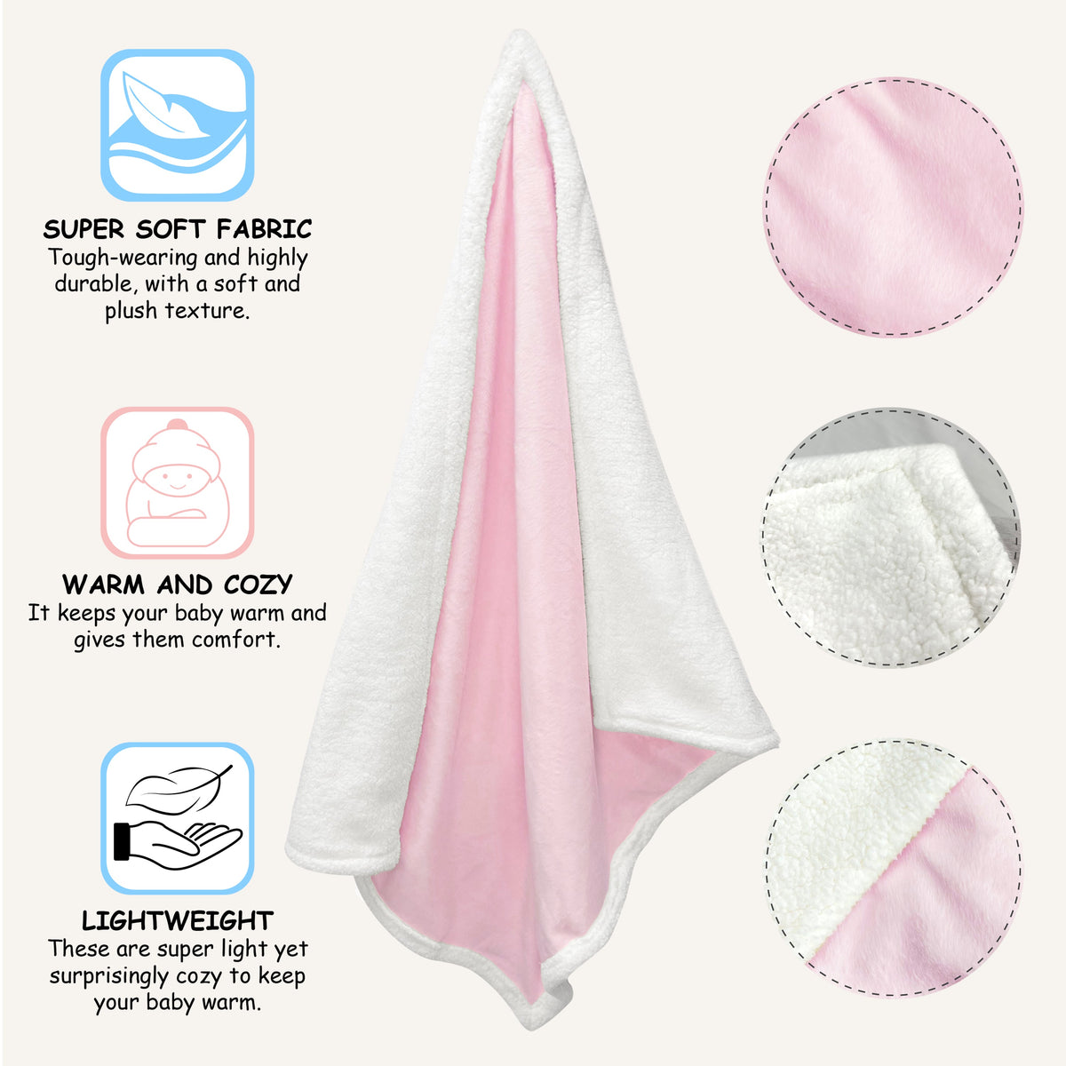 Abracadabra Chamois Baby Blanket – Pink