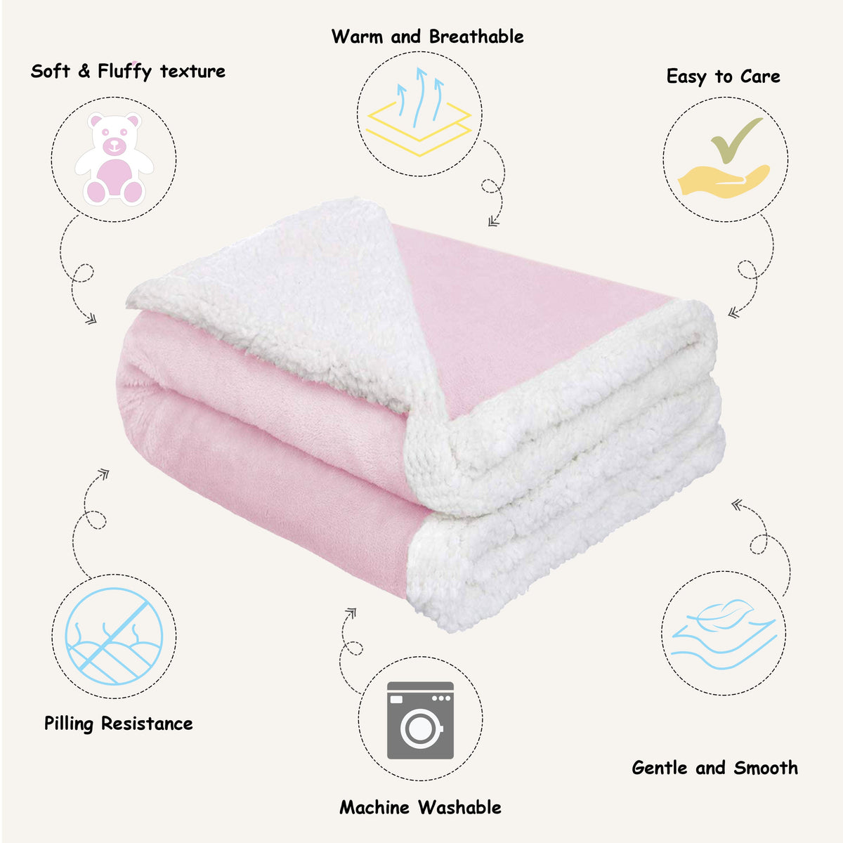 Abracadabra Chamois Baby Blanket – Pink