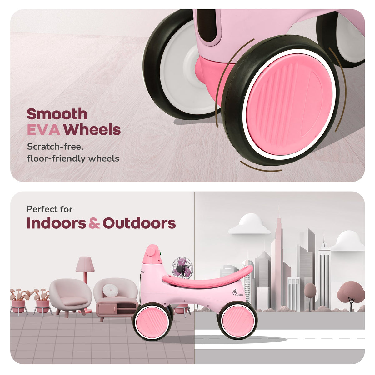R For Rabbit Speedster Glider Baby Ride On Car - Pink