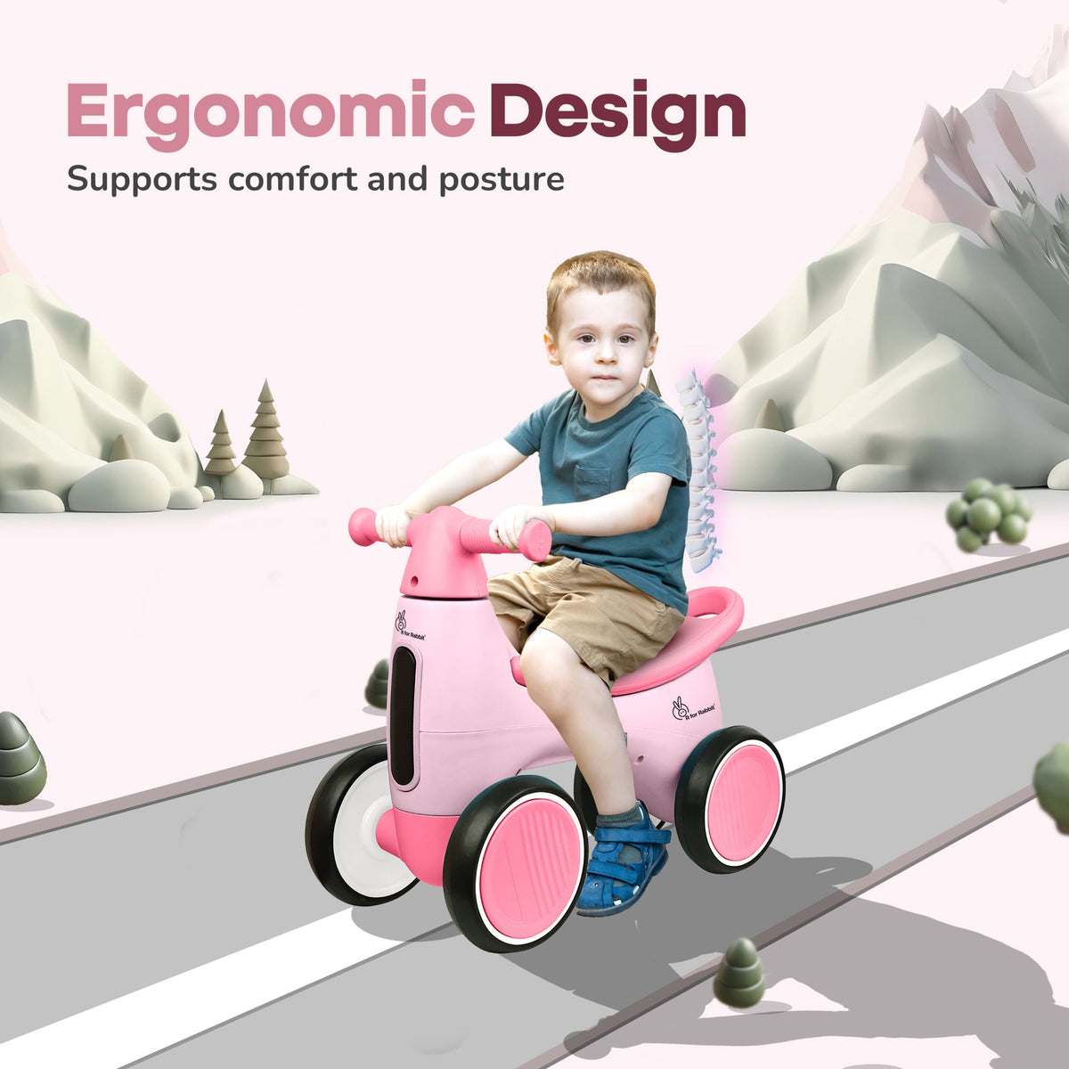 R For Rabbit Speedster Glider Baby Ride On Car - Pink
