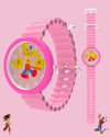Spiky Round Analog Watch for Kids Boys and Girls EVA42 - Pink