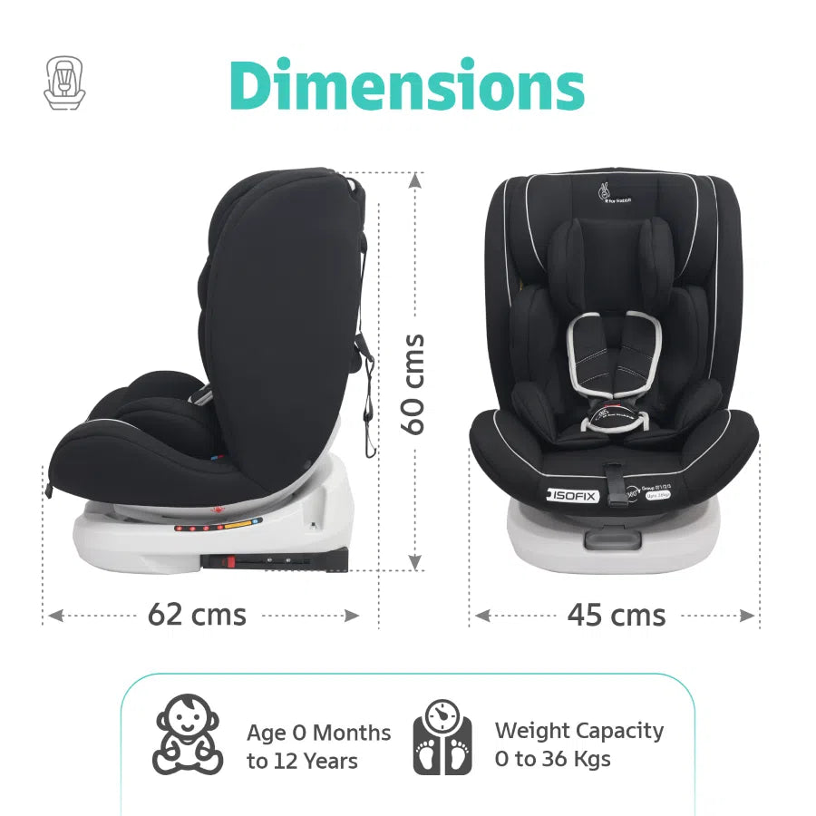 R For Rabbit Jack N Jill Grand ISOFIX Car Seat Pure Black