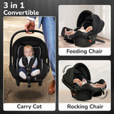 R For Rabbit Picaboo Sportz 3-in-1 Convertible Carry Cot Pure Black