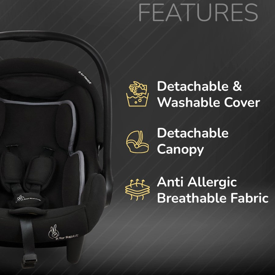 R For Rabbit Picaboo Sportz 3-in-1 Convertible Carry Cot Pure Black