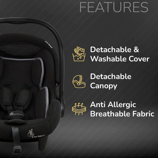 R For Rabbit Picaboo Sportz 3-in-1 Convertible Carry Cot Pure Black