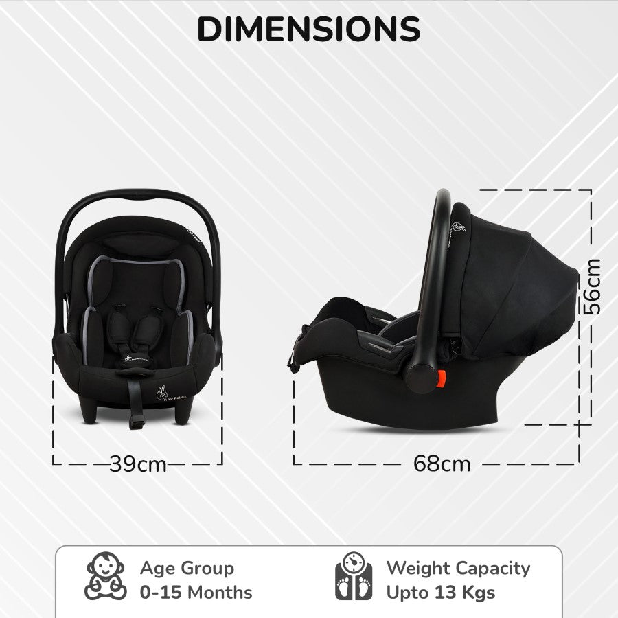 R For Rabbit Picaboo Sportz 3-in-1 Convertible Carry Cot Pure Black
