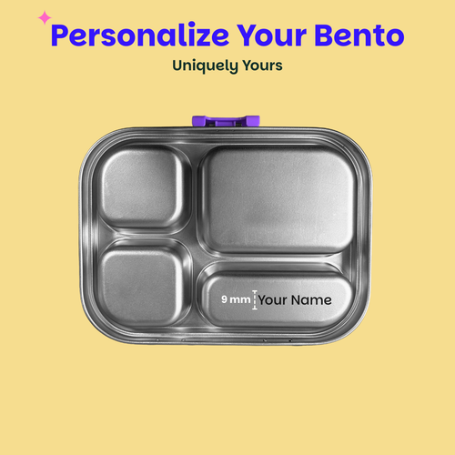 Basil Bento Quad 4-Compartment Stainless Steel Lunchbox 800 ml Purple Pop