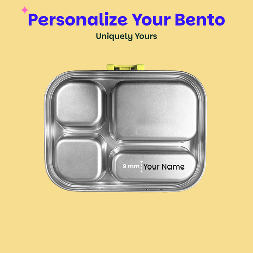 Basil Bento Quad 4-Compartment Stainless Steel Lunchbox 800 ml Mushroom Trail
