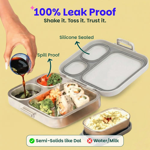 Basil Bento Quad+ Lunchbox 1250 ml Classic Grey