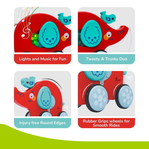 R For Rabbit Orapple Trunky Fun & Safe Musical Pull-Along Toy 12M+