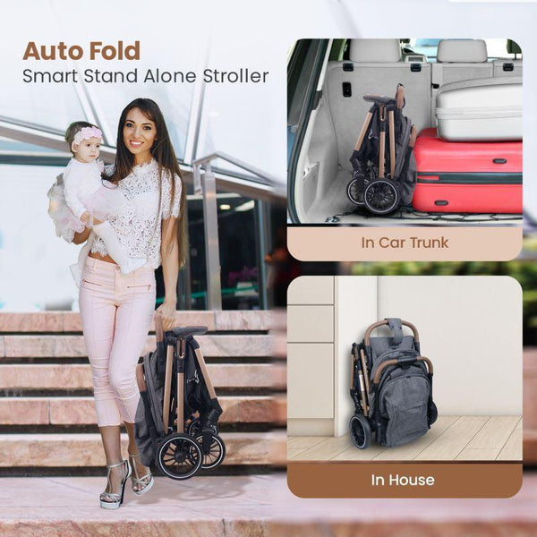 R for Rabbit Street Smart Auto Fold Baby Stroller with Personalized Name Plate 0–3Y – Ash Grey