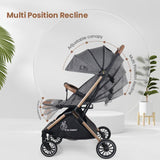 R for Rabbit Street Smart Auto Fold Baby Stroller with Personalized Name Plate 0–3Y – Ash Grey