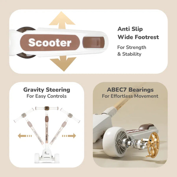 R For Rabbit Road Runner Blaze Scooter PU LED Wheels And LED lights - Cream Gold