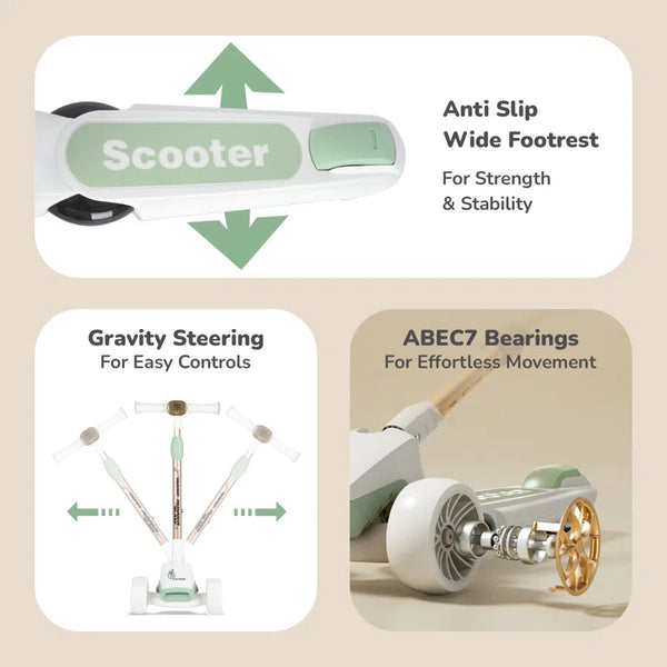 R For Rabbit Road Runner Blaze Scooter PU LED Wheels And LED lights - Green Gold