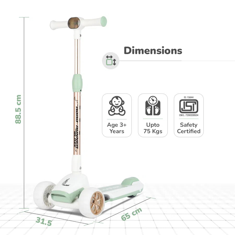 R For Rabbit Road Runner Blaze Scooter PU LED Wheels And LED lights - Green Gold